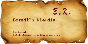 Bozsán Klaudia névjegykártya